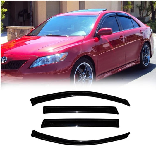 94425 Side Window Wind Vent Deflectors fit for 2007-2011 Toyota Camry Sedan,4pcs Outside Mount Style Sun Rain Guards Set,Dark Smoke Nice Window Visor