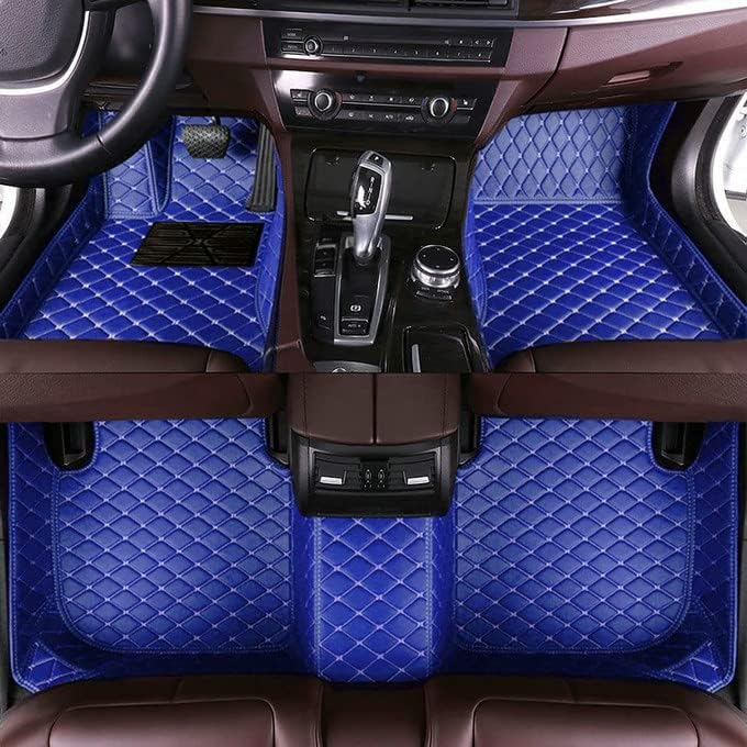 Customized Personalized Car Mats - All Weather Men's and Women's Floor mats Suitable for 99% of vehiclesPads Protection Non-Slip Leather Floor Liners (Blue)