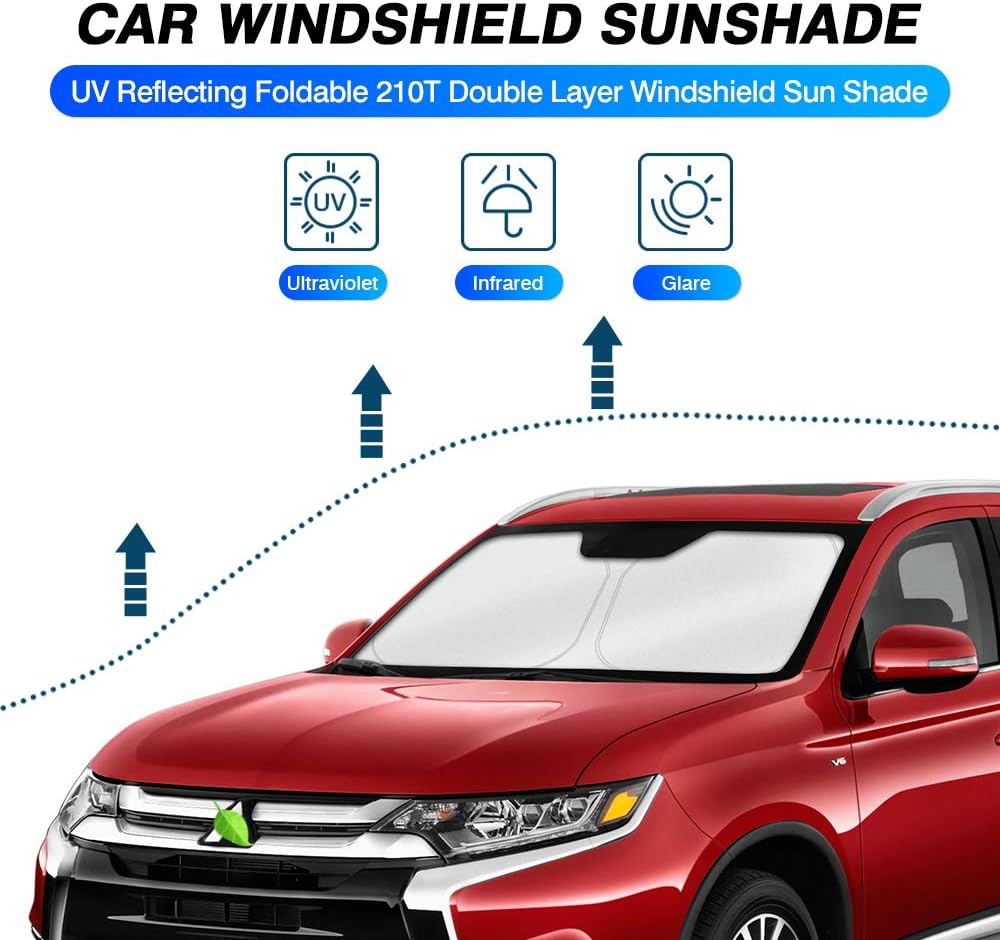 KUST Windshield Sun Shade for 2013-2021 Mitsubishi Outlander Accessories (NOT for Outlander Sport) Sunshade Foldable Window Sun Visor Protector Blocks UV Rays Keep Your Car Cooler
