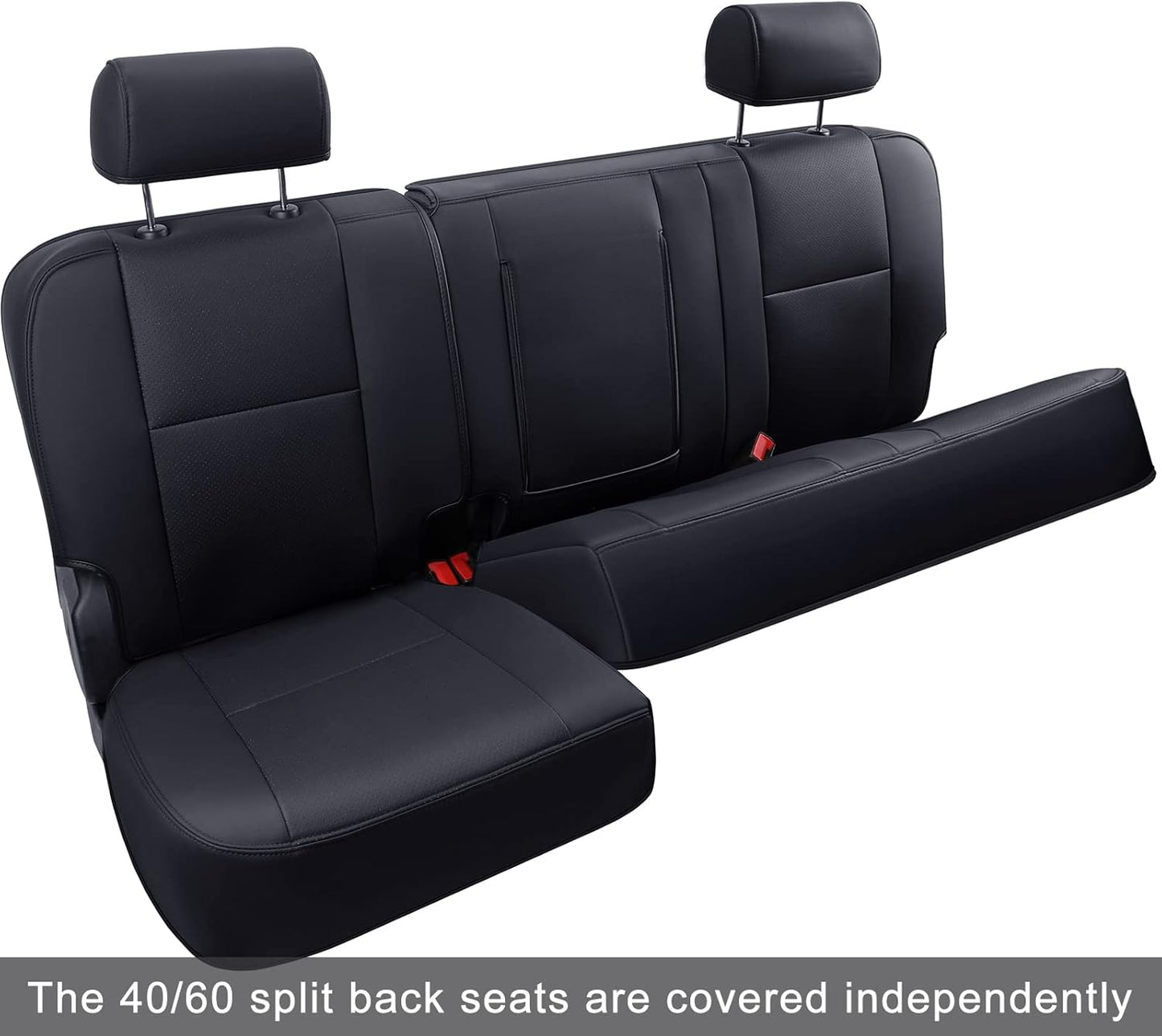 LUCKYMAN CLUB Custom Fit Seat Covers for 2007-2013 Chevy Silverado Sierra 1500 Crew Cab, 2007-2014 Silverado Sierra 2500 3500 Crew Cab (Black)