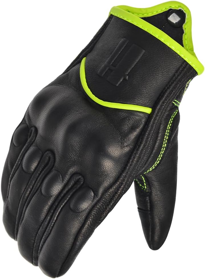 Harssidanzar Women's Motorcycle Gloves,Leather Motorcycle Gloves, Motorbike Gloves, Road Racing, Cycling, Climbing, Powersports Gloves Touchscreen GL016
