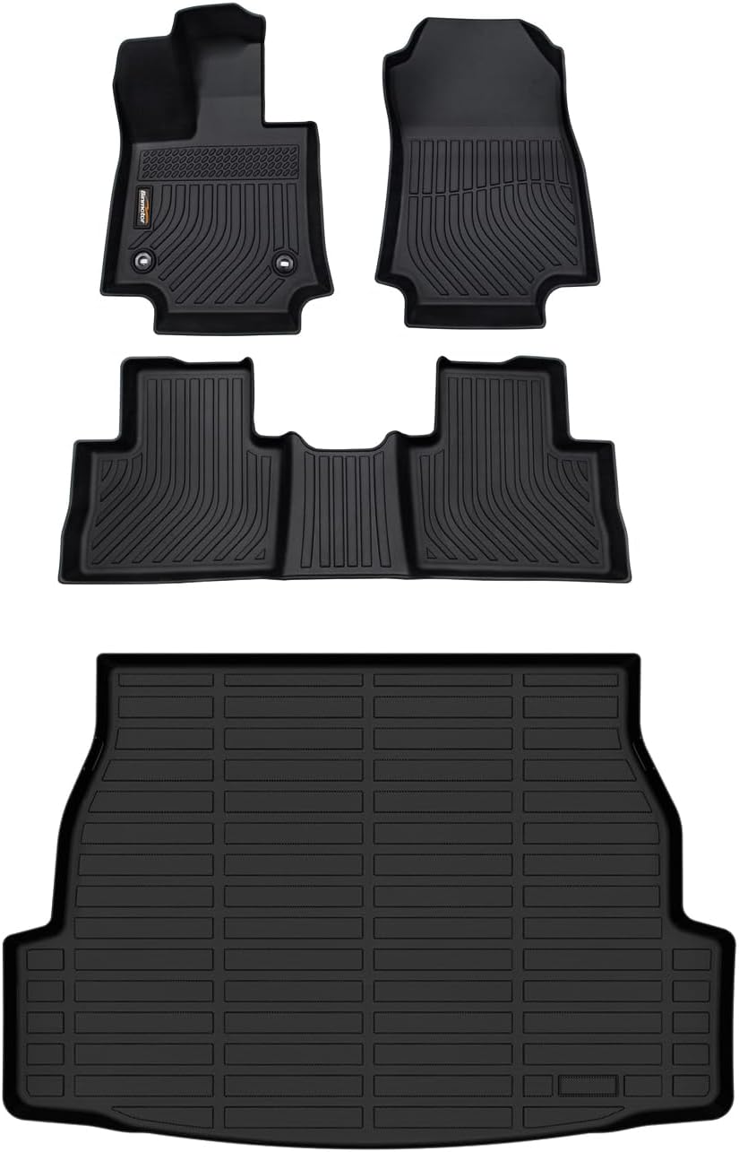 Binmotor-All Weather Floor Mats Cargo Liner for Toyota RAV4 2019-2024 2025(Only Gas Modesl), Heavy Duty Car Trunk Mat Floor Liners for RAV4 Accessories-Black