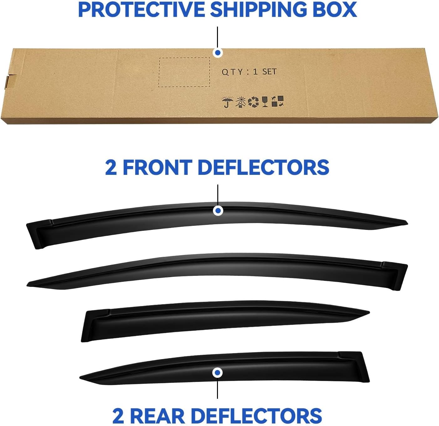 Window Visors Rain Guards for 2012 2013 2014 2015 Honda Civic, Out-Channel Window Vent Wind Deflectors Visors Shades for 12 13 14 15 Civic Sedan