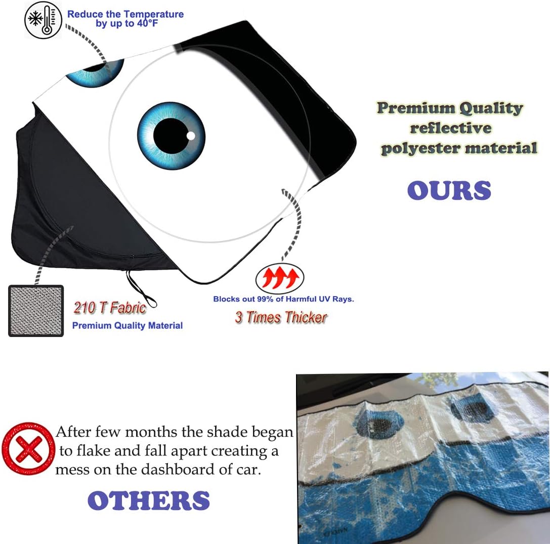 Gven Windshield Sun Shade 2025 Windshield Cover Sun Shade Automotive Interior Sun Protection Front Windshield Car Eyes Sun Visor Protector Blocks UV Rays Keep Your Vehicle Cool (Black, XL)