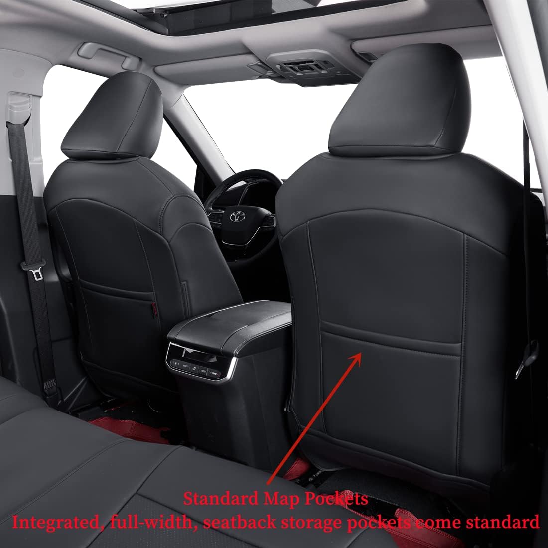 coverdream Custom Seat Covers Compatible with Select Toyota Camry SE,SE Sport,XSE 2012 2013 2014 2015 2016 2017 Models - Leatherette (Black,Full Set)