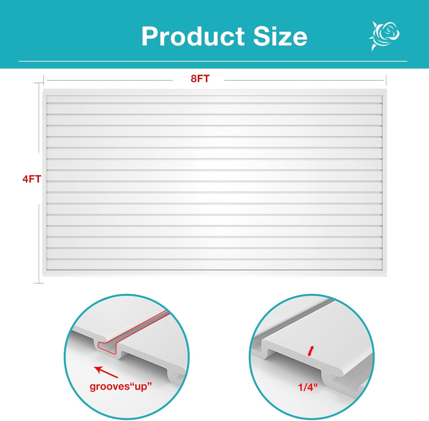 NeatiEase Slatwall Panel Wall Storage Systems, 4 x 8ft Slat Wall Paneling Garage Wall Organizer, Heavy Duty Wall Mounted PVC Wall Rack (White)