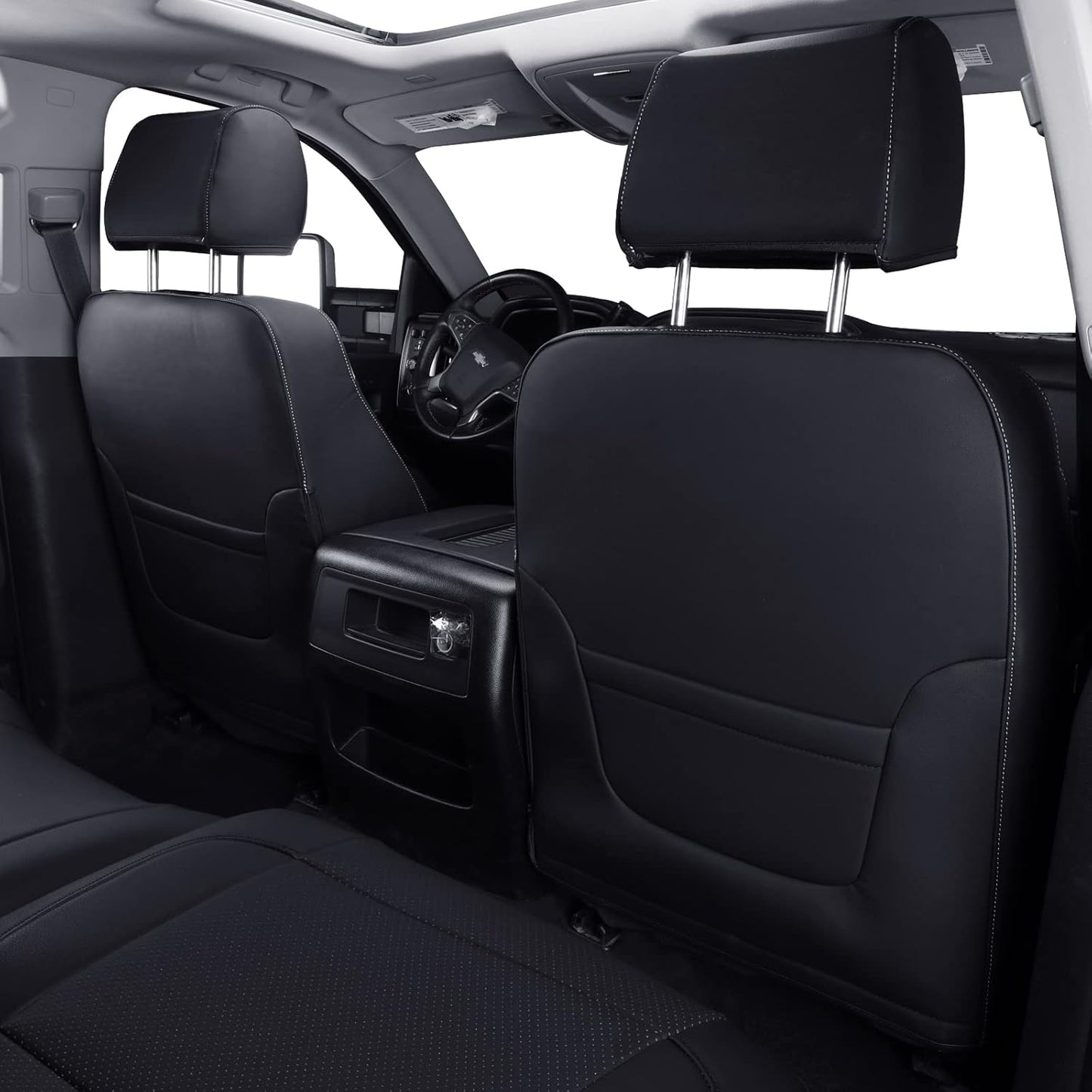 LUCKYMAN CLUB Front Seat Covers fit for Crew Cab/Extended Cab/Regular Cab of 2014-2018 Chevy Silverado Sierra 1500, 2015-2019 Silverado Sierra 2500 3500 (Black 2 pcs)