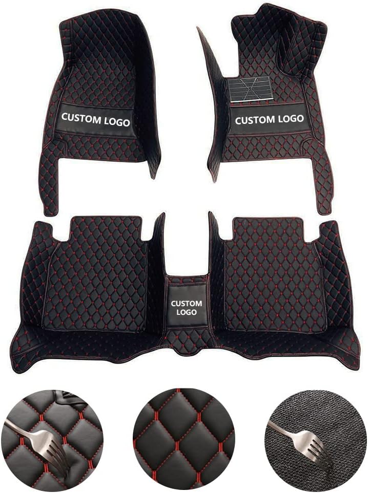 Custom All-Weather Protection Leather Car Floor Mats for Cars Sedan SUV Sports Car Waterproof Floor Mat (All Black)