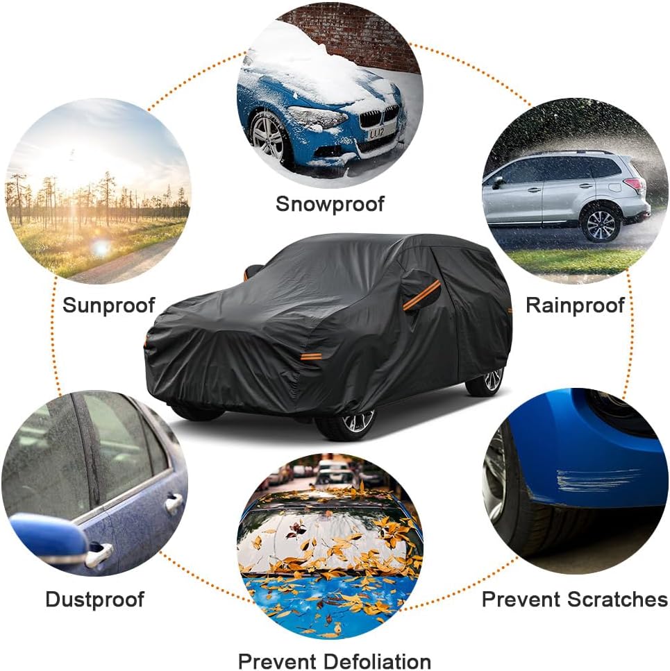 Kayme 7 Layers SUV Car Cover Custom Fit for Subaru Forester (1997-2025) Waterproof All Weather for Automobiles,Outdoor Full Cover Rain Sun UV Protection.Black