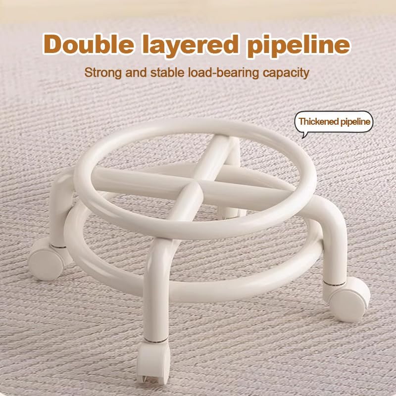 Low Rolling Stool with Wheels,Mini Rolling Garage Stool with Back Support,360° Rotating Floor-Friendly Wheels for Home, Office,Garage & Salon (Transparent White)