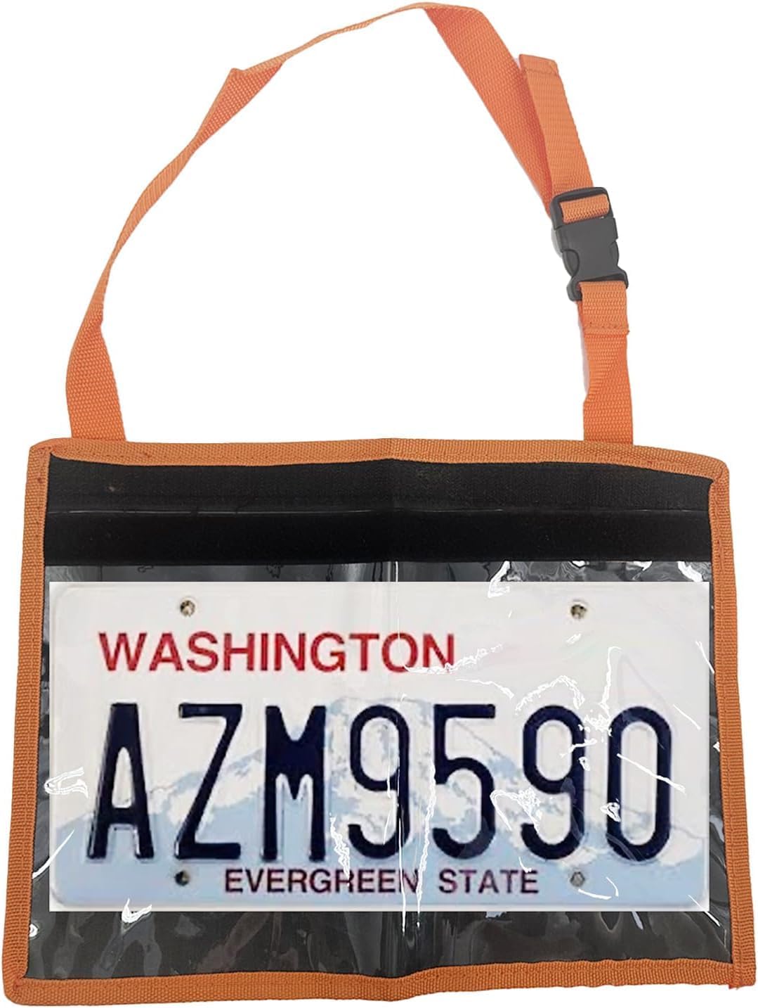 License Plate Holder with Hanging Strap, Test Drive Tag Bag, Dealer Plates License Frame Cover, for Car SUV Truck (Orange, 1)