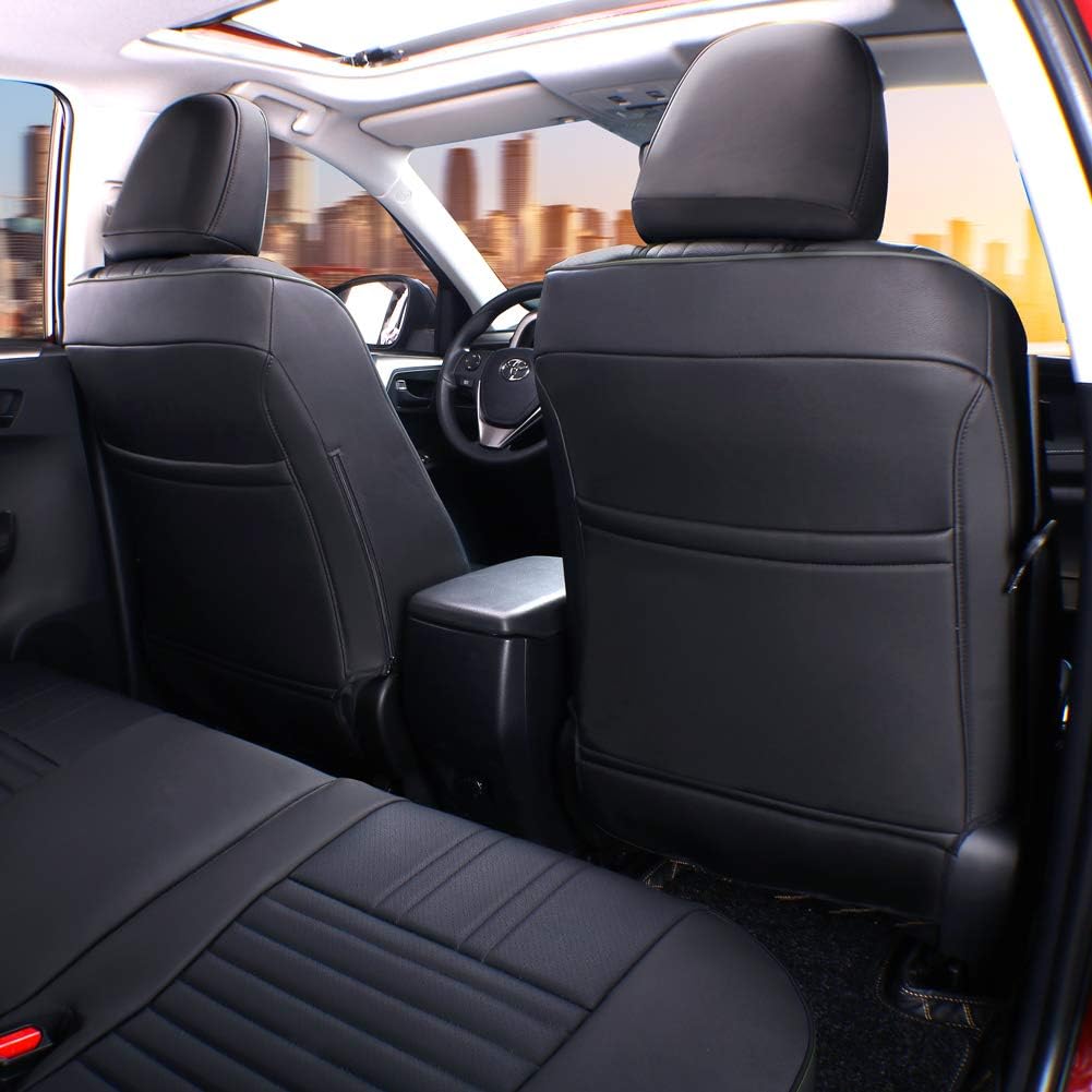 EKR Accord Seat Covers Full Set Custom for Honda Accord LX,LX-P,EX,EX-L,SE 2008-2012 & EX-L,LX-S 2011 2012,Automotive Truck Seat Covers for Car SUV,Waterproof Seat Protector-Leather(Black)