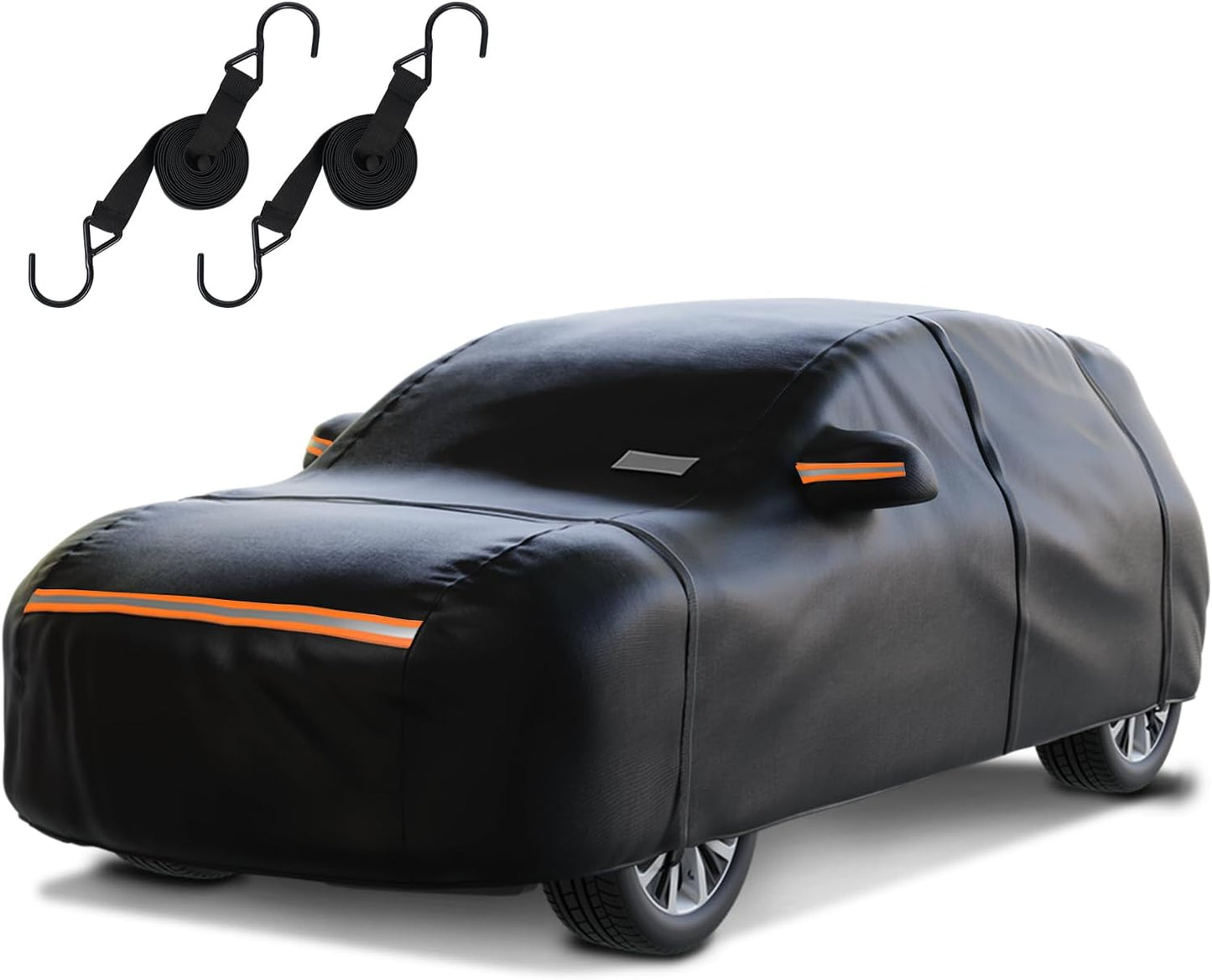 SUV Car Cover Waterproof All Weather for Automobiles，Outdoor Heavy Duty Full Exterior Covers with Zipper Door, Rain Sun Snow Dust UV Protection, Windproof Straps & Reflective Strips(Up to 201")