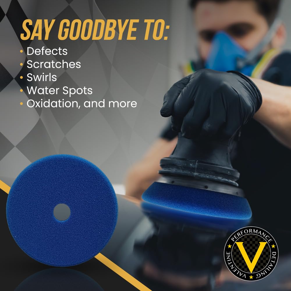 VPD SDO Blue Foam Polishing Pad - Premium Compounding & Polishing Pad for Heavy Defect Removal, Hard Paint & Deep Etching, Medium/Heavy Cutting Compounds, Tapered Edge, Made in USA, 6.5"