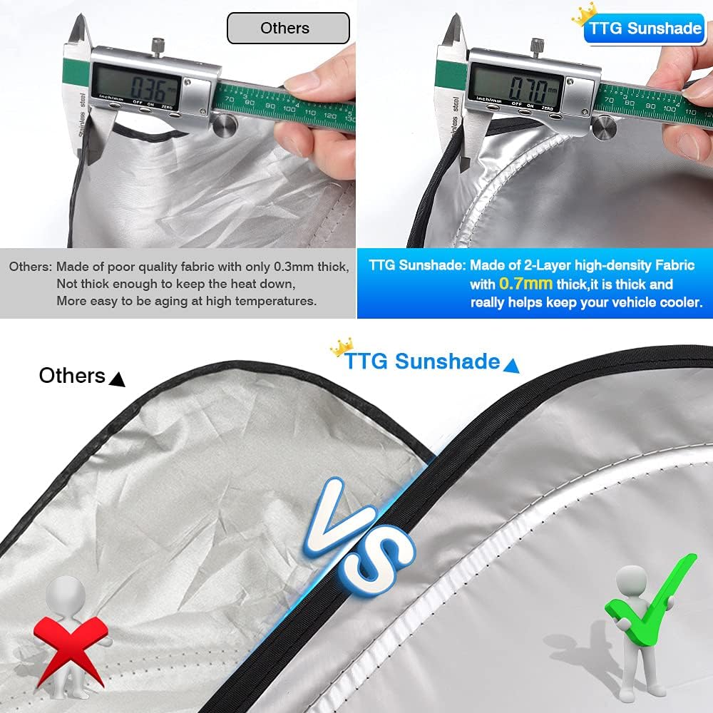 T TGBROS Windshield Sun Shade Custom Fit for 2018–2023 Kia Stinger Accessories Foldable Sun Shield Reflective Polyester Sun Visor Cover Block Heat and Sun Protection