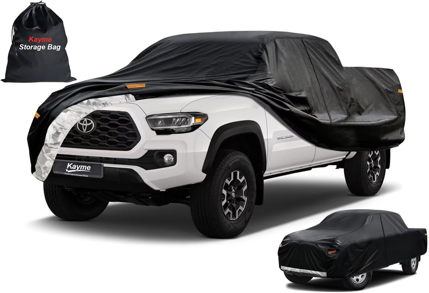 Kayme Truck Cover Custom Fit Toyota Tacoma(1995-2012) Xtra/Extended Cab Short Bed. Full Exterior Heavy Duty Outdoor Pickup Truck Car Cover Waterproof All Weather.Car Tarp for Wind Sun Dust Protection.
