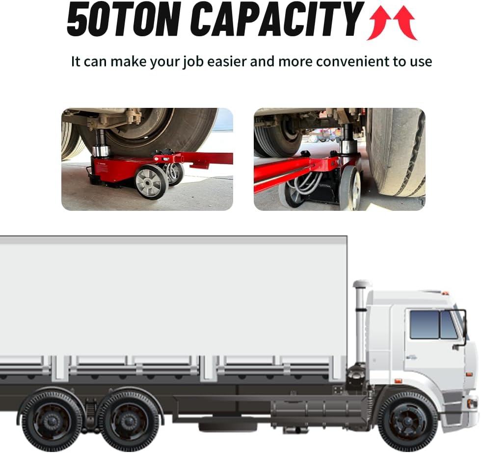 50 Ton Heavy Duty Floor Jack Pneumatic Hydraulic Jack Car Truck Lift Fit for Garages, Repair Shops Lift Range 7.6"- 14.5" (KT-J50T)