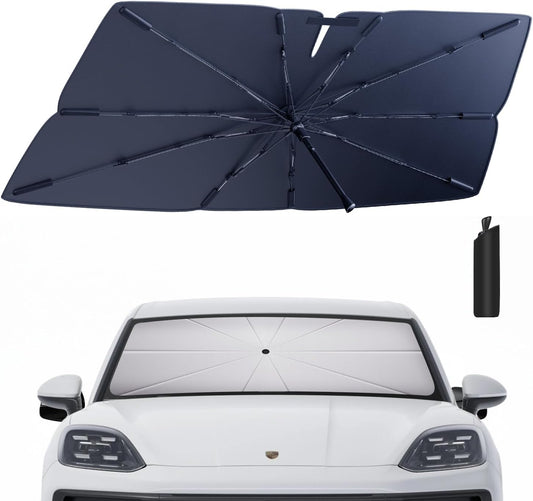 Windshield Sun Shade Umbrella for 2019-2025 Porsche Cayenne: Custom Fit 210T Silver, Foldable Sunshade Front Window Sun Visor, Blocks UV Rays, Keeps Car Cool for Base/S/GTS/Turbo/E-Hybrid/Coupe