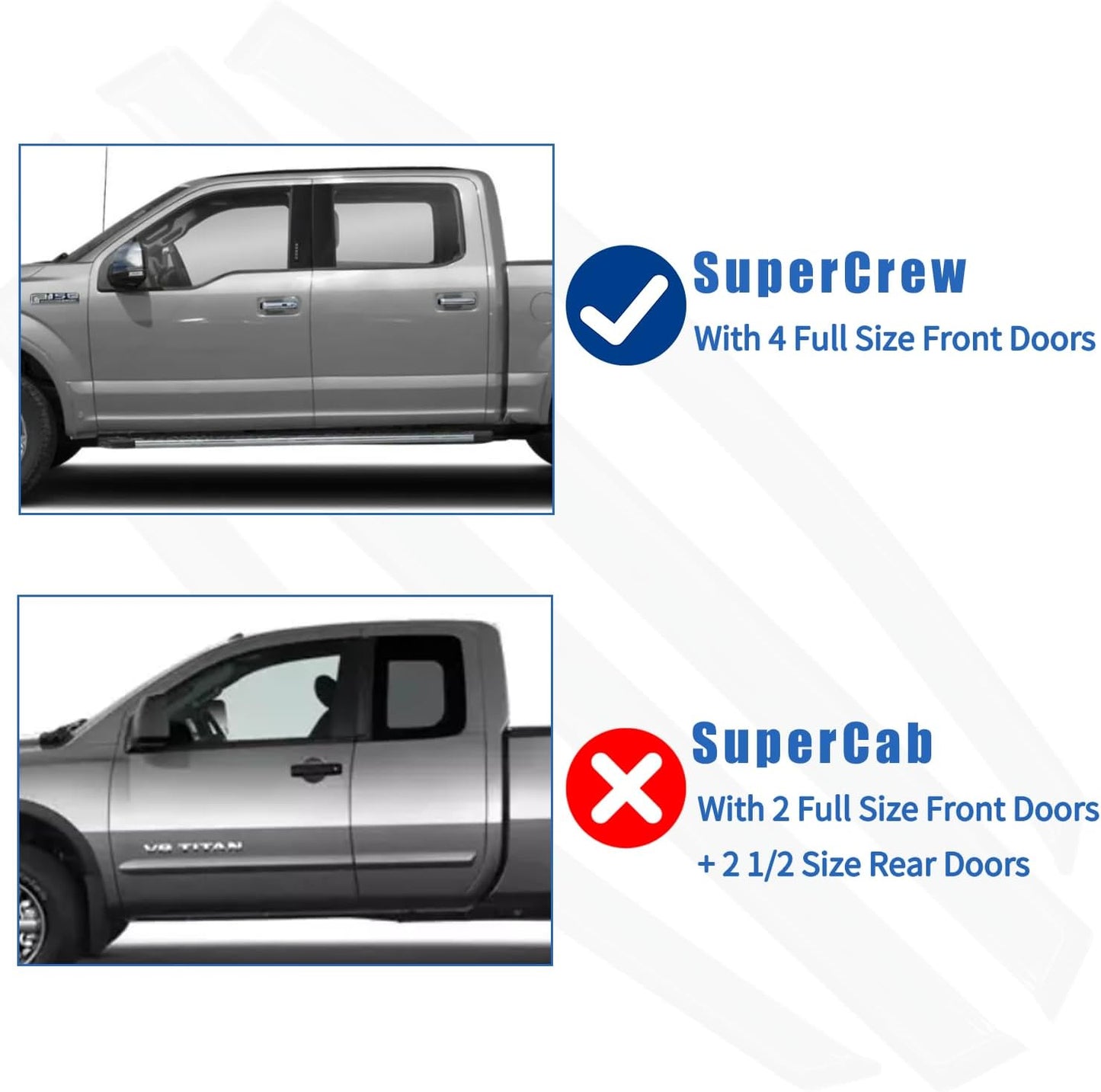 Rain Guards Window Visors Fit for 2009-2014 Ford F150 SuperCrew Cab Truck, Outside Mount Sun Shade Window Vent Deflectors,Smoke Tinted Side Window Vent Visors 2010 2011 2012 2013