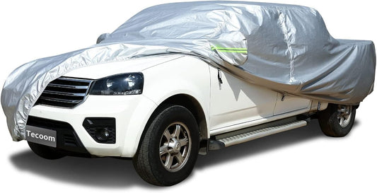 Tecoom Truck Cover Waterproof All Weather, Breathable Light Shell Outdoor Pickup Cover with Zipper Door/Lock Sun UV Dust Protection Car Covers for Automobiles Universal Fit Tundra (Length Up to 212")
