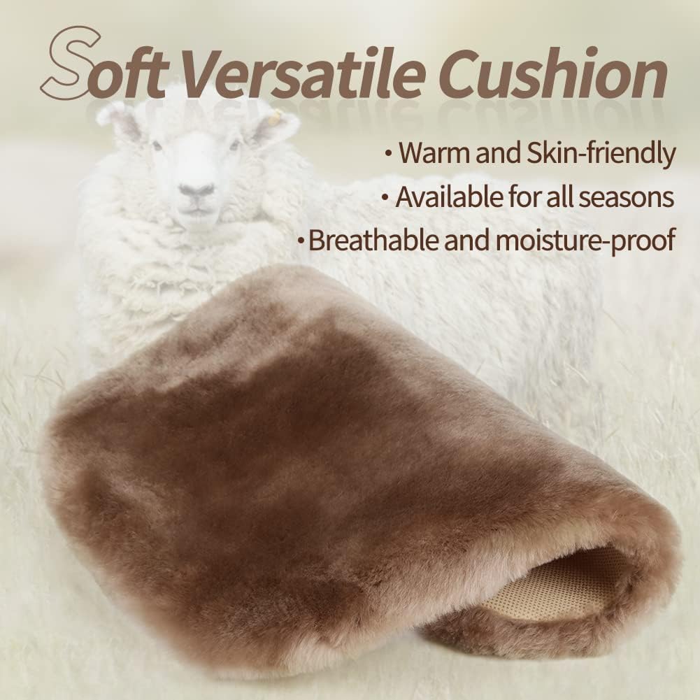 LLB Genuine Sheepskin Car Seat Cushion Seat Covers for Cars Trucks SUV Comfort Seat Protector Pad for Car Driver Seat Car Accessories for Women Office Chair Car Decor (Grey, Front Seat Cushion-1 Pc)