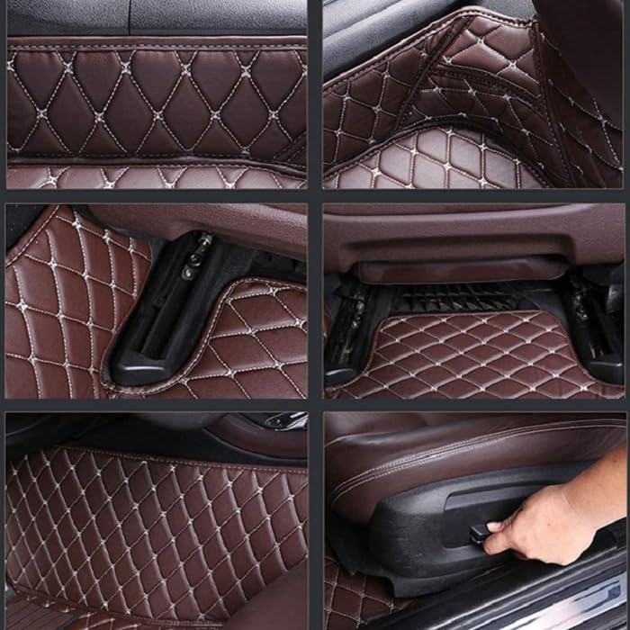 Customized Personalized car Floor mats, All-Weather Luxury car Floor mats, Waterproof and Anti Slip Leather car Floor mat Lining, 95% Customized car, Truck, and SUV Floor mats (Red Stripes)