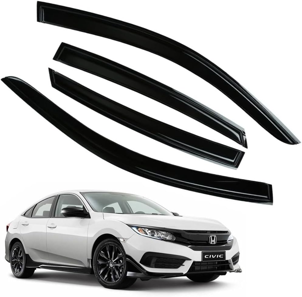 Rain Guards for Honda Civic 2016-2021 Sedan, Tape-on Side Window Deflectors, Window Visors for Cars, 4 pcs