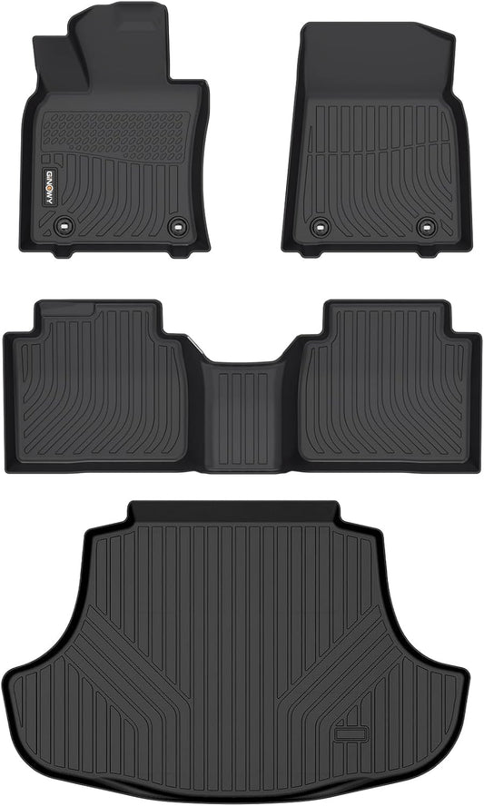 GINOWY- Floor Mats & Cargo Liner for Lexus ES (2019-2024 ES350 ES300h & 2025 ES300h), TPE All Weather Protection 2024 ES Car Mats, Anti-Slip Trunk Mat Custom ES Floor Liners Accessories, Black