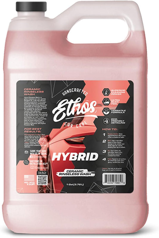 Ethos Hybrid Ceramic Rinseless Car Wash - Spot Free Rinse for Cars Waterless Wash - No Rinse Wash - Spot Free Car Wash (Gallon)