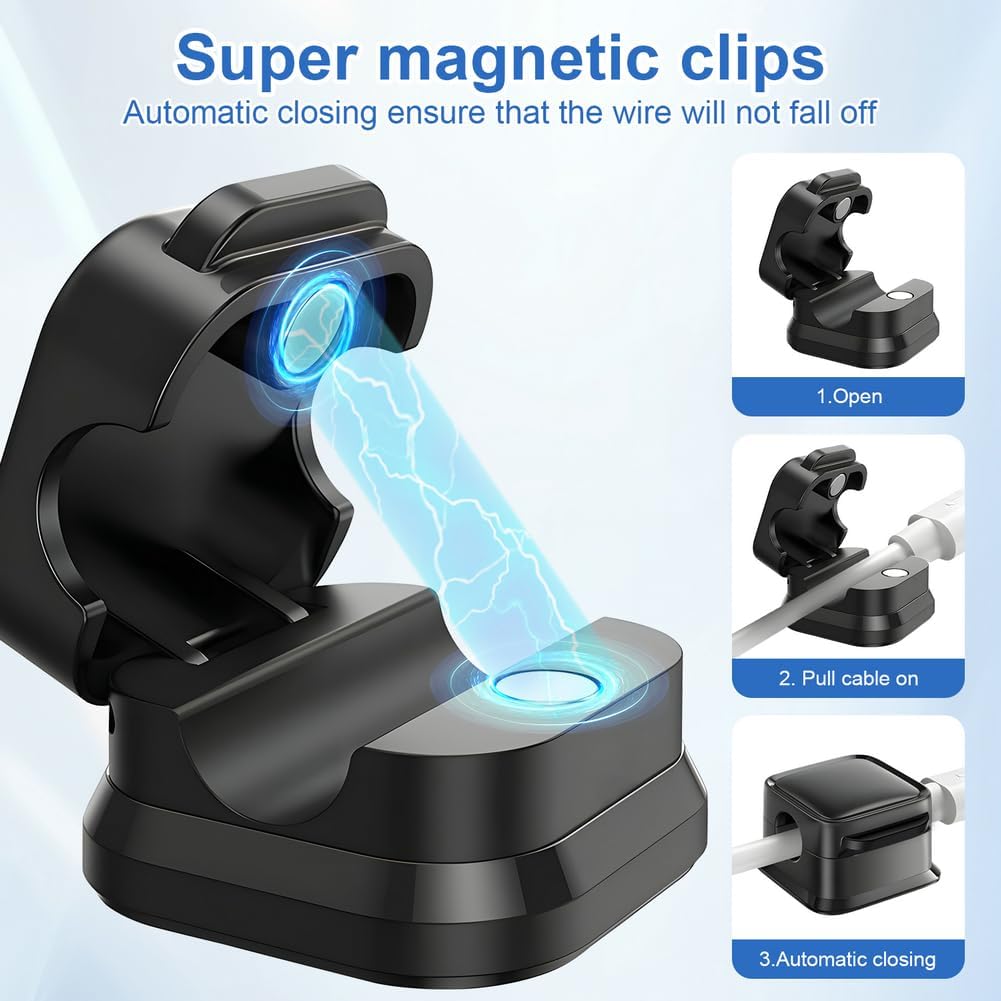 18 Pack Cord Organizer Holder,Magnetic Cable Clips Management,Easy Strong Adhesive Phone USB Charger Cord,Hide Or Organize Desk Cable for Kitchen,Office,Car,Nightstand（Black）