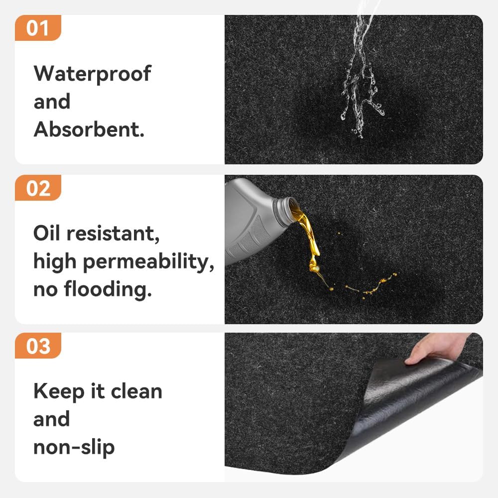Armor All Premium Garage Floor Mat 60"x72" - Absorbent Oil Spill Mat, Waterproof Driveway & Garage Surface Protection, Reusable Washable Durable Maintenance Mat for Automotive Workshop