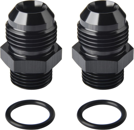 10AN Male Flare to 6AN ORB O-ring Boss Fuel Pump Rail Adapter Fitting Aluminum Black, Pack of 2