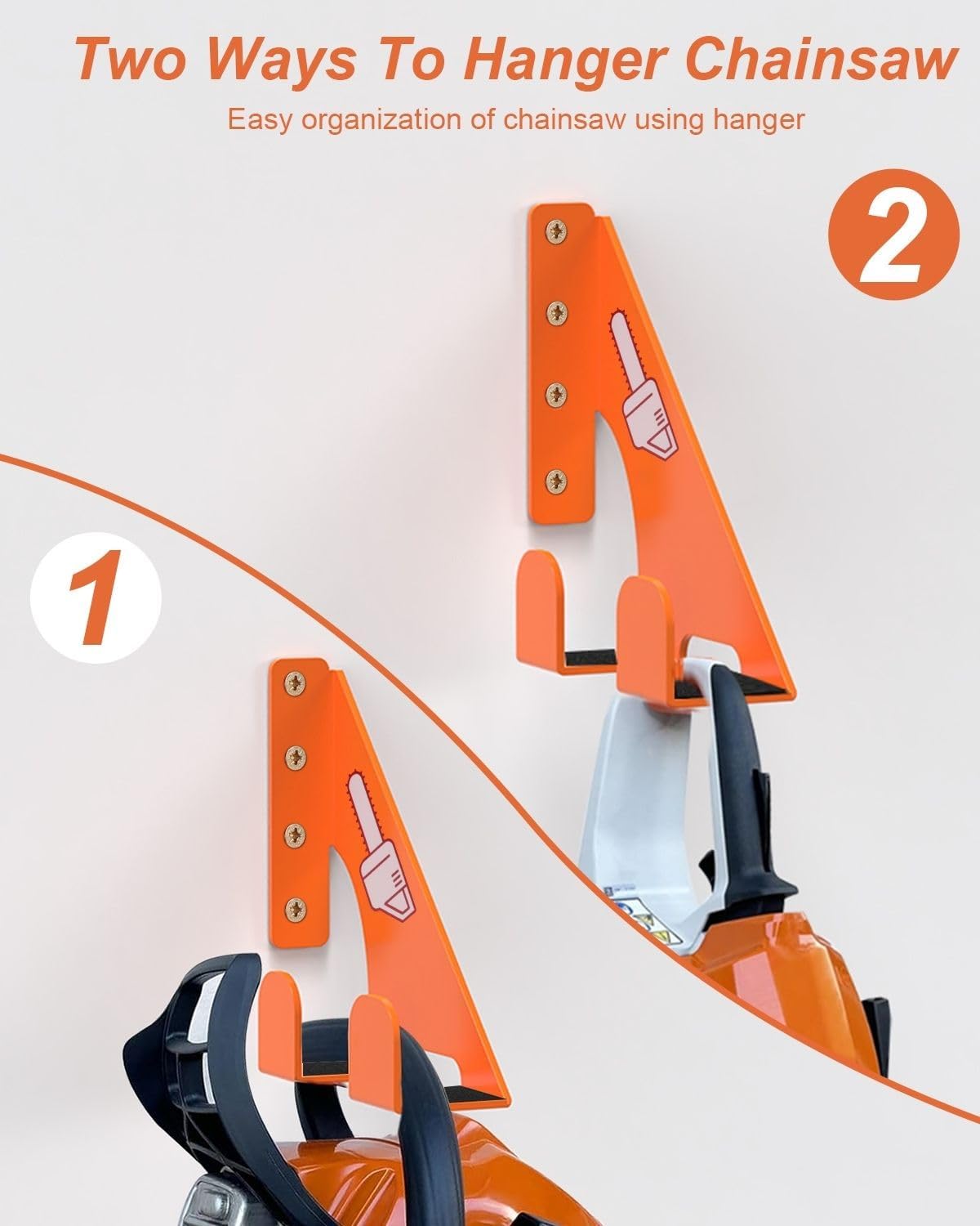 Chainsaw Holder - 180LB Heavy-Duty Alloy Steel Wall Mount Set, Chainsaw Accessories, Universal Fit for Stihl, Husqvarna, Echo Saws, Rust-Proof & Space-Saving Design (Garage, Workshop)