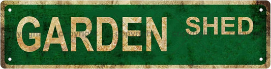 GARDEN SHED Vintage Metal Tin Sign, Street Sign, Home Decor, Room Decor, Wall Decor, Bathroom Decor, Bar Decor, Cafe Decor, Garage Decor, 16 x 4 Inch