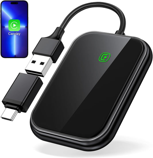 Wireless CarPlay Adapter - Fast & Stable Connection for Carplay Wireless Adapter Convert Factory Wired to Wireless CarPlay Dongle Plug & Play Car Play Fit for iPhone iOS 10+ (Black)