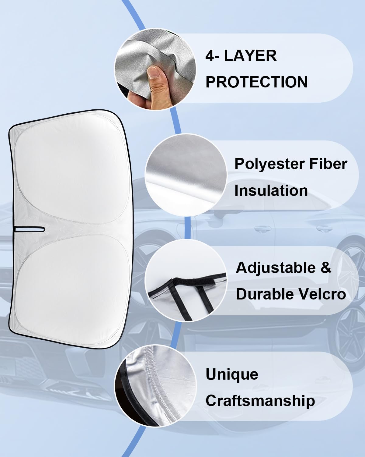 Windshield Sun Shade for 2011-2019 Ford Explorer SUV, ST XLT, Limited, Platinum Accessories Foldable Heat Shield Protector Block UV Ray Keep Your Car Cooler