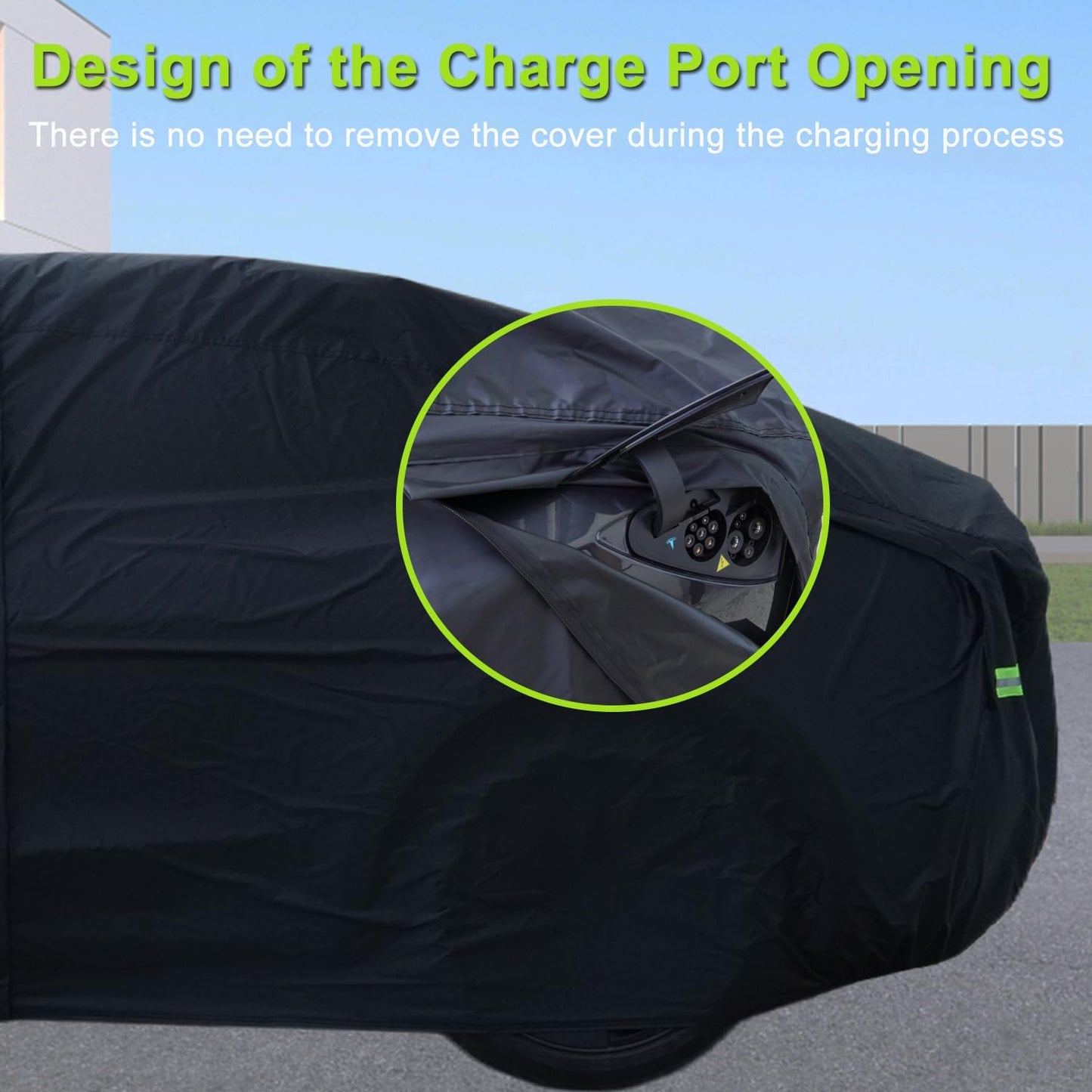 Car Cover for Tesla Model 3, Custom Fit Waterproof All Weather Full Exterior Cover Rain Snow UV Protection with Door Zipper Charging Port
