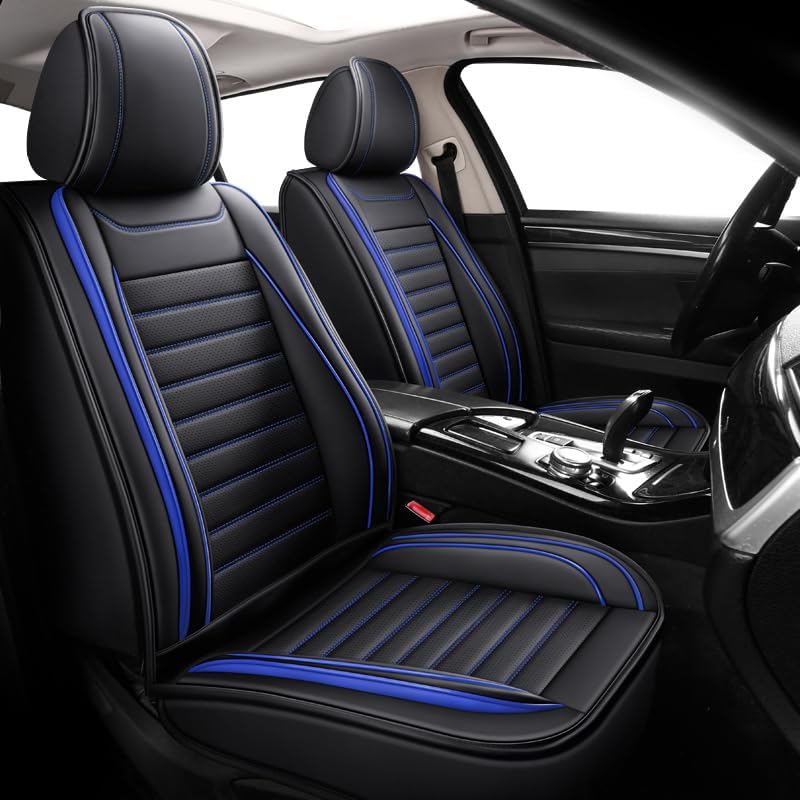 Car Seat Covers Full Set, Universal Faux Leather Car Seat Covers, Waterproof Breathable Automotive Seat Covers for Most Sedans SUV Trucks, Wine Red