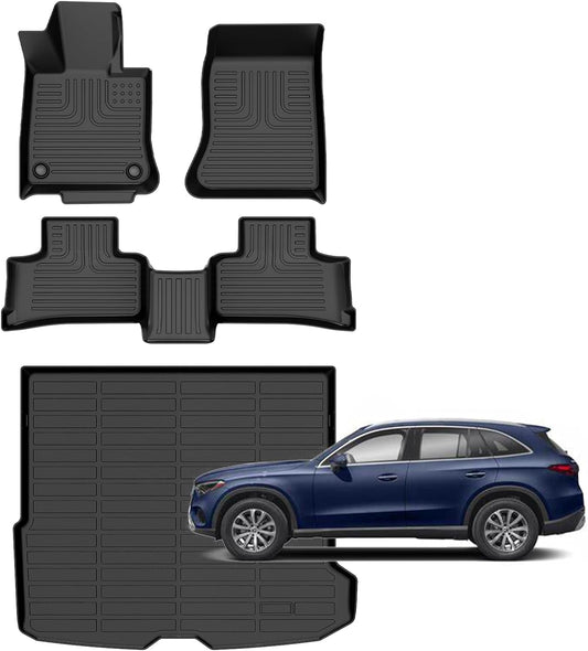 for Mercedes Benz GLC丨GLC 300丨GLC 350e 丨GLC 43 AMG Floor Mats 2025 2024 2023,Car Mats for Mercedes Benz GLC All Weather Anti-Slip Floor Mats Cargo Liner Accessories