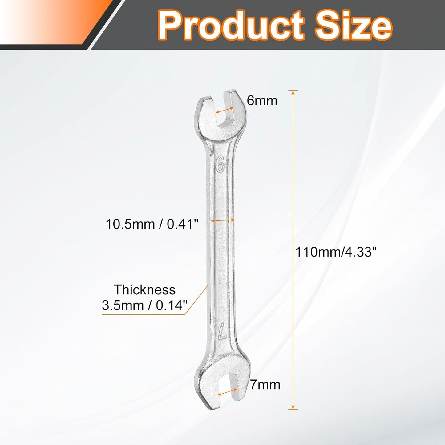 HARFINGTON 5pcs Double Open End Wrench 6mm x 7mm Metric 15 Degree Offset Angle Small Flat Head Wrench Galvanizing Open Ended Spanner for Automotive Repair Furniture Assembly