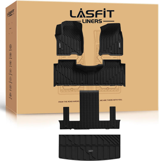 LASFIT Floor Mats & Cargo Liner 2021-2025 & Only 7 Seats (Not for 8/9 Seats) for Chevrolet Chevy Tahoe/GMC Yukon(Only Yukon, Not Fit Yukon XL)/Cadillac Escalade(Only Escalade, Not Fit Escalade ESV)
