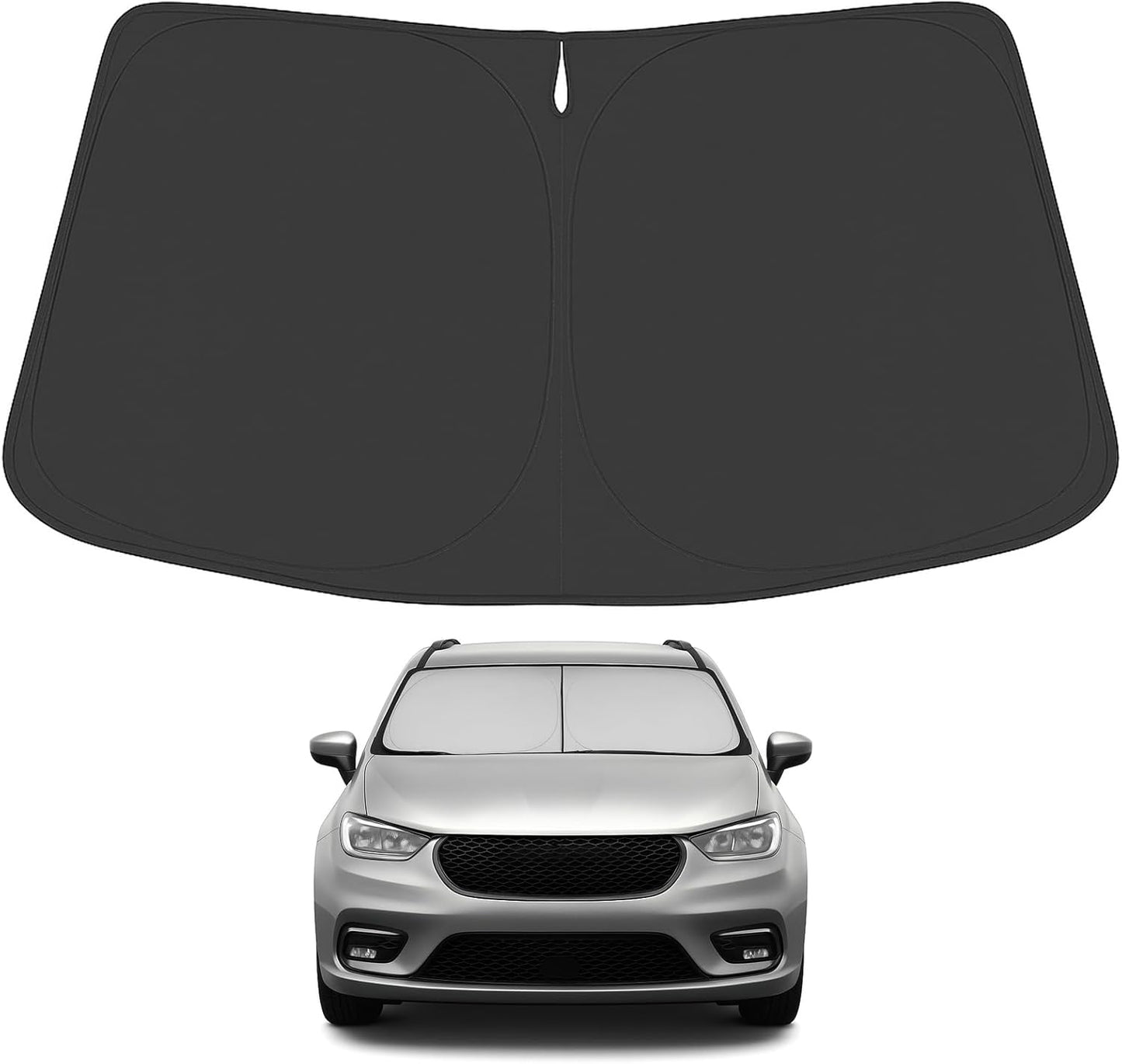 Proadsy 2025 Upgrade Windshield Sunshade Custom Fit 2017-2024 2025 Chrysler Pacifica Minivan Reflective Heat Sun UV Protector Foldable Front Window Shade Accessories