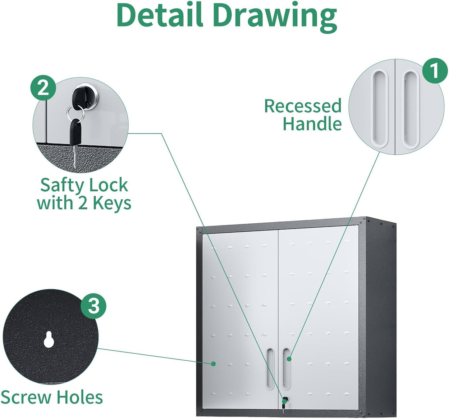 Metal Tool Cabinet,Garage Storage Cabinet System,Wall Cabinet & Locking Rolling Tool Cabinet with Doors and Adjustable Shelves,Steel Tool Cabinets for Home,Office (9 Pcs-StyleA, Black & Grey)