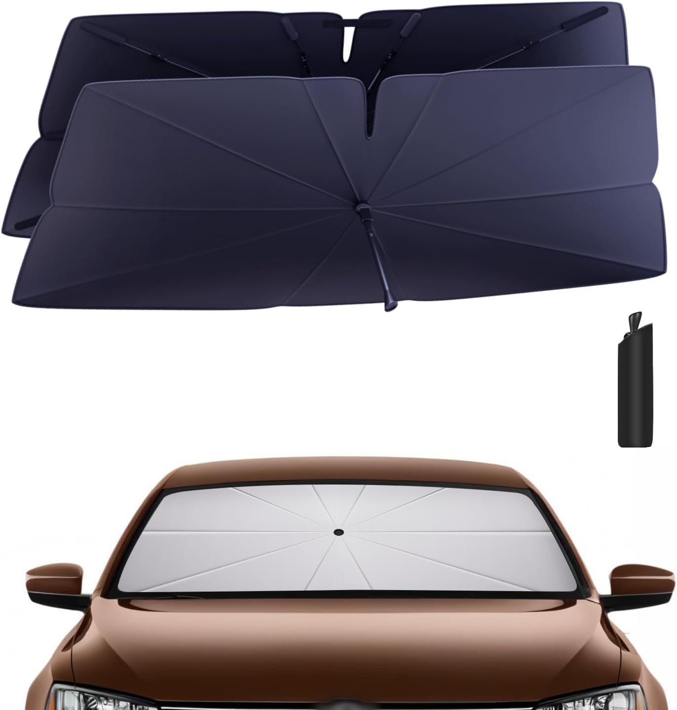 Windshield Sun Shade Umbrella for 2011-2018 Volkswagen VW Jetta Accessories: Custom Fit 240T Silver, Double Thickened, Foldable Sunshade Window Sun Visor, Ultimate 99% UV Blocking for S/SE/SEL/TDI/GLI