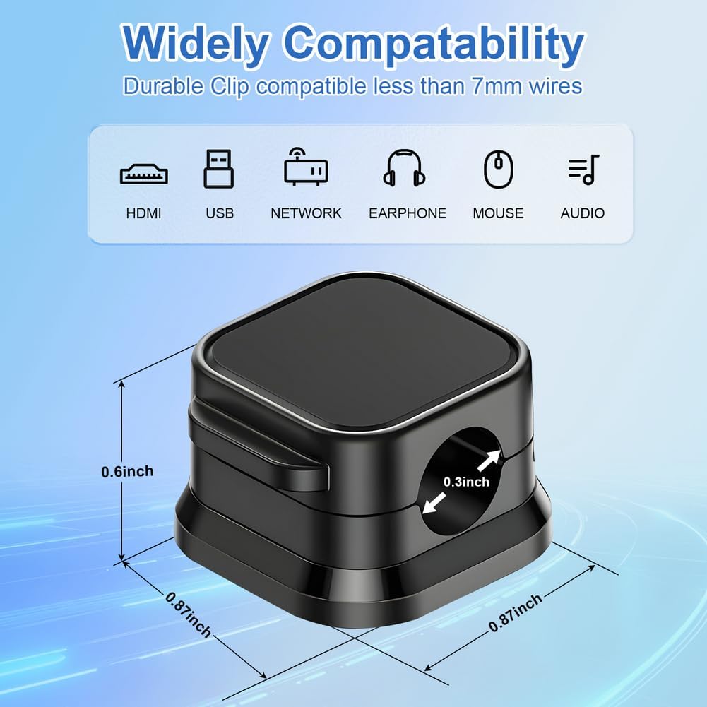 18 Pack Cord Organizer Holder,Magnetic Cable Clips Management,Easy Strong Adhesive Phone USB Charger Cord,Hide Or Organize Desk Cable for Kitchen,Office,Car,Nightstand（Black）