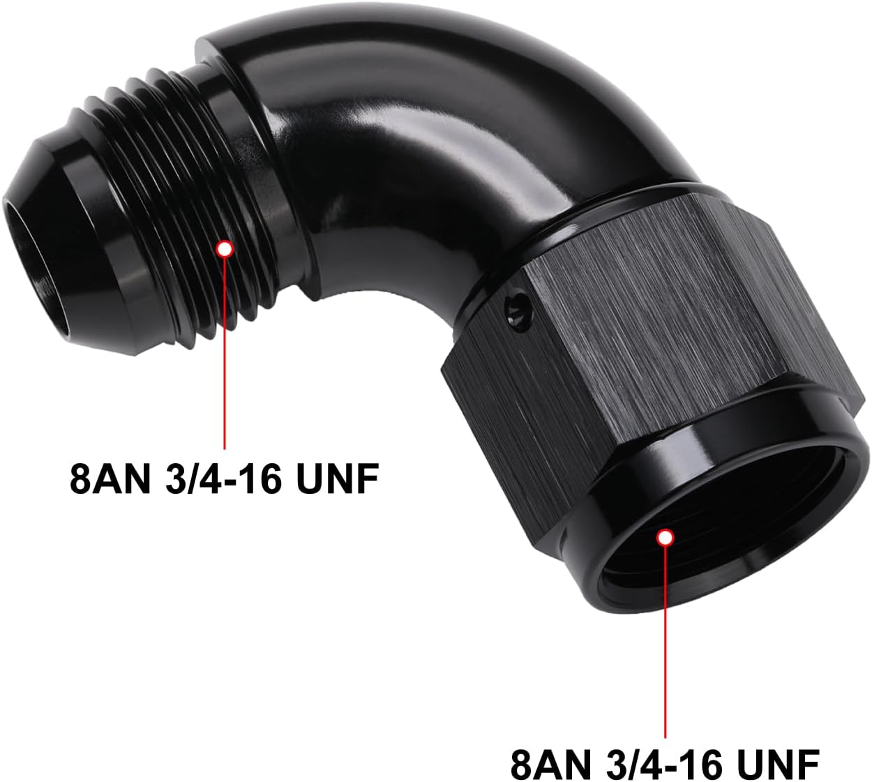 90 Degree 8AN Male to 8AN Female Swivel Full Flow Fitting Adapter Coupler Aluminum Black