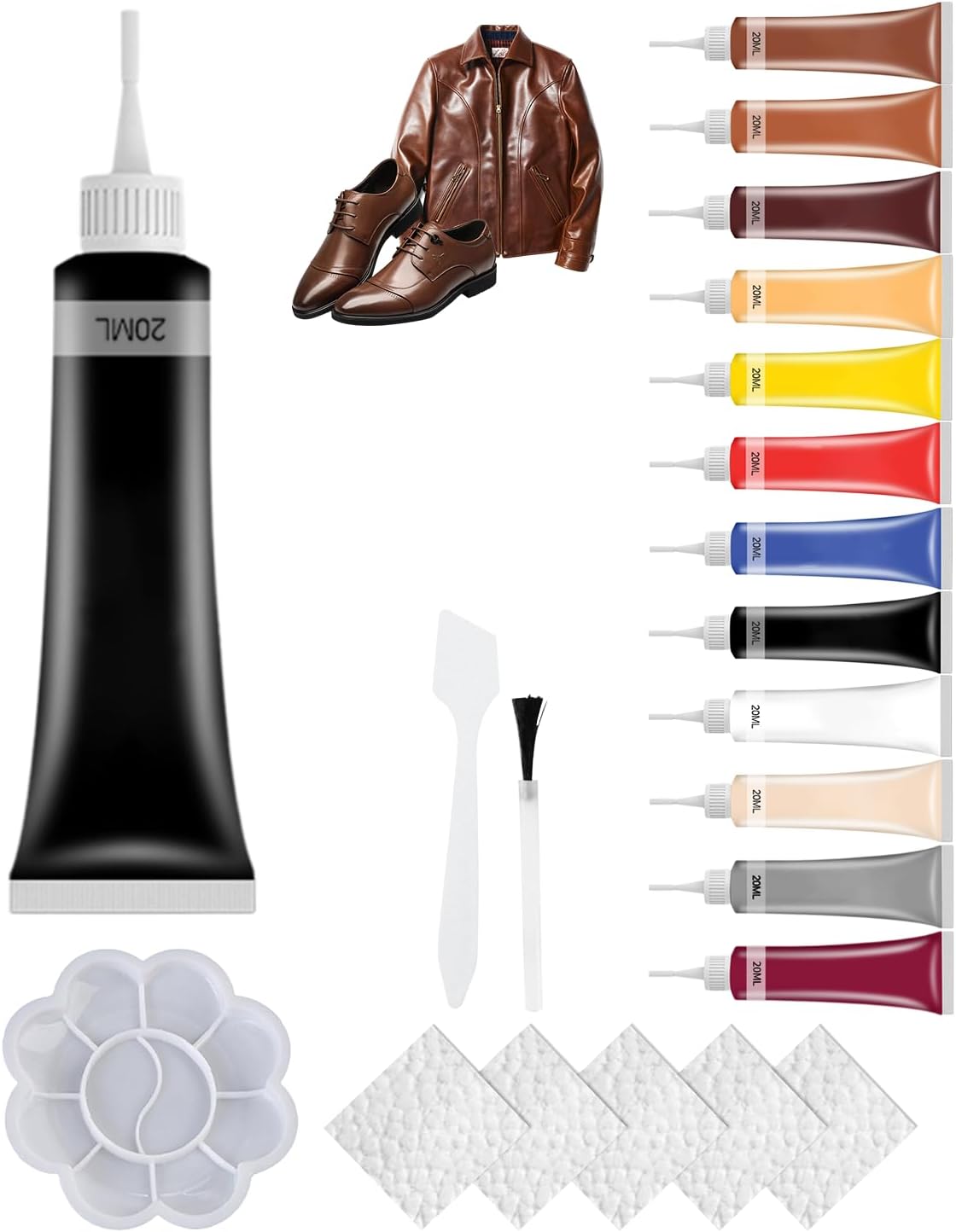 Advanced Leather Repair Gel, 2025 New Leather Repair Coloured Cream Gel, Upgrade Professional Leather Repair Kit for Car Seat Vinyl Repair Kit, Multifunctional Couch and Jacket Repair Kit (Black)