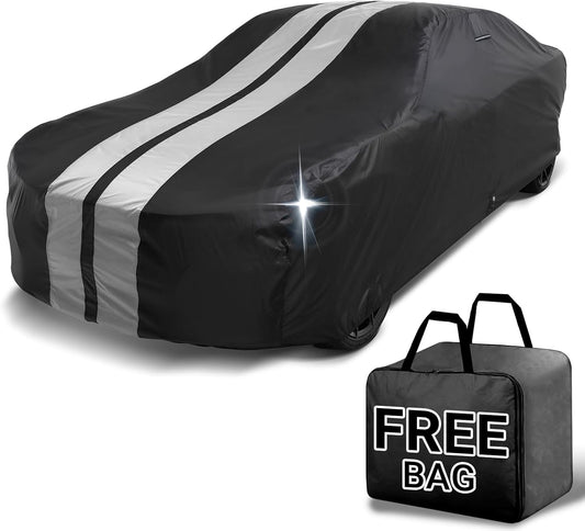 iCarCover Custom Car Cover for Buick Century Sedan, Coupe (1978-1981) Waterproof All-Weather Rain Snow UV Sun Protector Full Exterior Indoor Outdoor Car Cover (Stripe - Black/Gray)