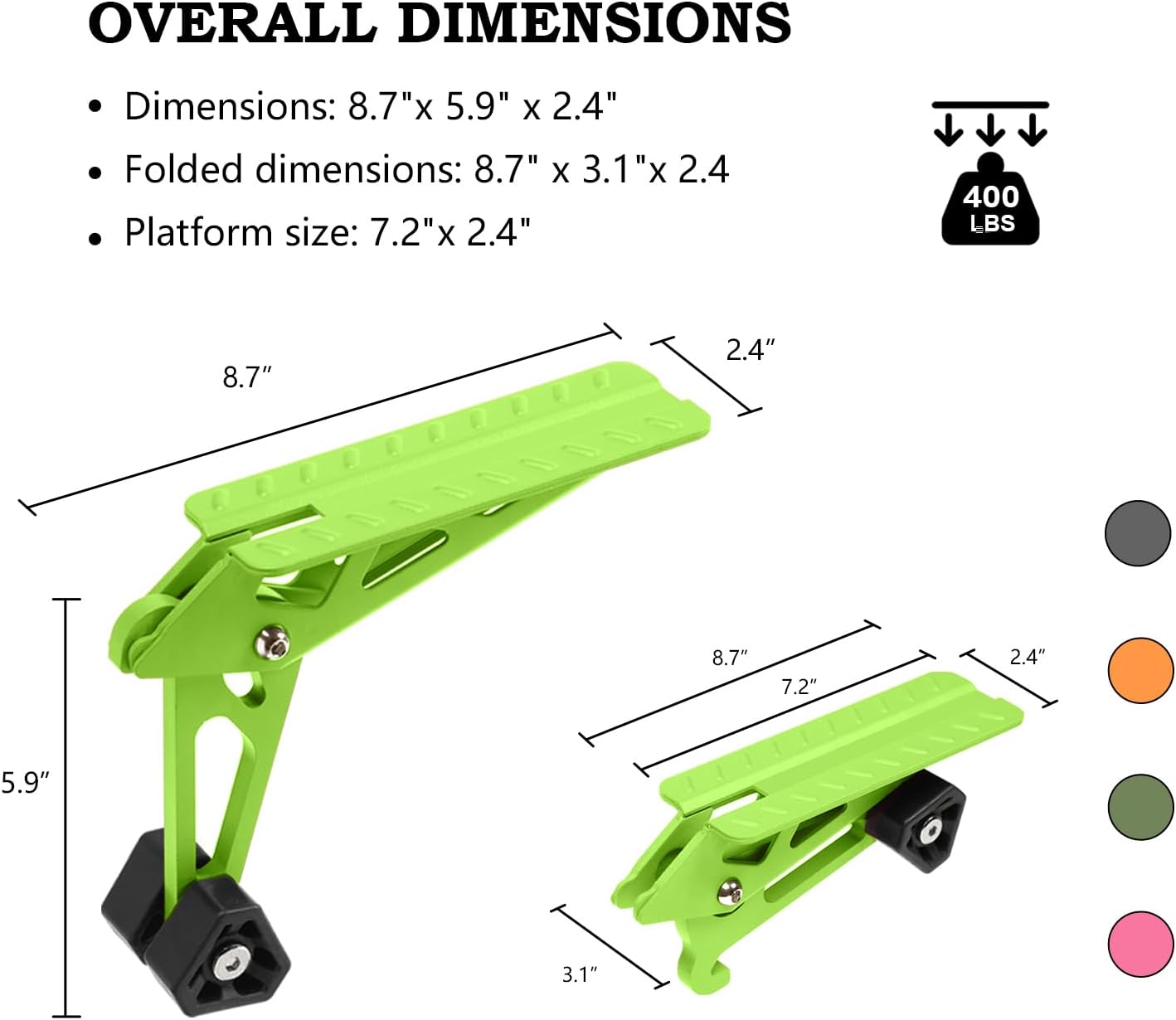 COWVIE Foldable Car Door Step Stand Pedal - Access to Vehicle's Top Roof Both Feet Stand Pedal Ladder for Most SUV Truck Green