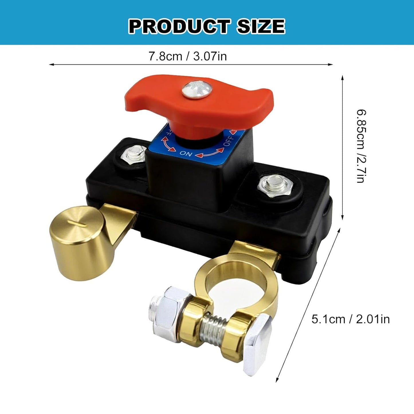 Car Battery Power Cut-Off Switch Breaker, Pure Copper Stable Transmission High Conductivity Disconnect Smart Battery Disconnect Switch for Car Truck Boat Rv Supplies